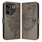 For Tecno Camon 20 Pro 5G Embossed Butterfly Leather Phone Case(Grey) - 1