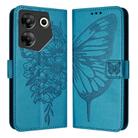 For Tecno Camon 20 Pro 5G Embossed Butterfly Leather Phone Case(Blue) - 1