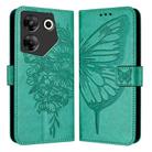 For Tecno Camon 20 Pro 5G Embossed Butterfly Leather Phone Case(Green) - 1