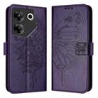 For Tecno Camon 20 Pro 5G Embossed Butterfly Leather Phone Case(Dark Purple) - 1