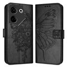 For Tecno Camon 20 / 20 Pro 4G Embossed Butterfly Leather Phone Case(Black) - 1