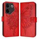 For Tecno Camon 20 / 20 Pro 4G Embossed Butterfly Leather Phone Case(Red) - 1