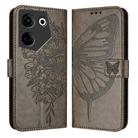 For Tecno Camon 20 / 20 Pro 4G Embossed Butterfly Leather Phone Case(Grey) - 1
