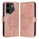 For Tecno Camon 20 / 20 Pro 4G Embossed Butterfly Leather Phone Case(Rose Gold) - 1