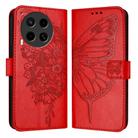 For Tecno Camon 30 4G / 5G Embossed Butterfly Leather Phone Case(Red) - 1