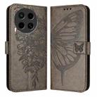 For Tecno Camon 30 4G / 5G Embossed Butterfly Leather Phone Case(Grey) - 1