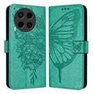 For Tecno Camon 30 4G / 5G Embossed Butterfly Leather Phone Case(Green) - 1