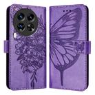 For Tecno Camon 30 Premier 5G Embossed Butterfly Leather Phone Case(Light Purple) - 1