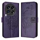 For Tecno Camon 30 Premier 5G Embossed Butterfly Leather Phone Case(Dark Purple) - 1