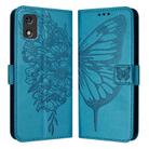 For Tecno Pop 5c / Itel A23 Pro/A17 Embossed Butterfly Leather Phone Case(Blue) - 1