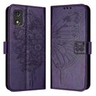 For Tecno Pop 5c / Itel A23 Pro/A17 Embossed Butterfly Leather Phone Case(Dark Purple) - 1