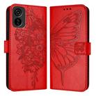For Tecno Pop 6C / Itel A18 Embossed Butterfly Leather Phone Case(Red) - 1