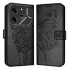 For Tecno Pova 6 5G Embossed Butterfly Leather Phone Case(Black) - 1