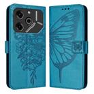 For Tecno Pova 6 5G Embossed Butterfly Leather Phone Case(Blue) - 1