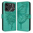 For Tecno Pova 6 5G Embossed Butterfly Leather Phone Case(Green) - 1