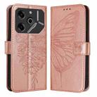 For Tecno Pova 6 5G Embossed Butterfly Leather Phone Case(Rose Gold) - 1