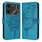 For Tecno Pova 6 Pro Embossed Butterfly Leather Phone Case(Blue) - 1