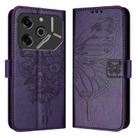 For Tecno Pova 6 Pro Embossed Butterfly Leather Phone Case(Dark Purple) - 1