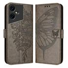 For Tecno Pova Neo 3 Embossed Butterfly Leather Phone Case(Grey) - 1