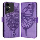 For Tecno Pova Neo 3 Embossed Butterfly Leather Phone Case(Light Purple) - 1