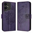 For Tecno Pova Neo 3 Embossed Butterfly Leather Phone Case(Dark Purple) - 1