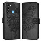 For Tecno Spark 9 Embossed Butterfly Leather Phone Case(Black) - 1