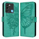 For Tecno Spark 9 Embossed Butterfly Leather Phone Case(Green) - 1