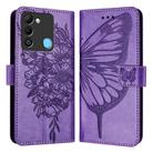 For Tecno Spark 9 Embossed Butterfly Leather Phone Case(Light Purple) - 1