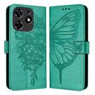 For Tecno Spark 10 Pro Magic Magenta Embossed Butterfly Leather Phone Case(Green) - 1