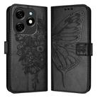For Tecno Spark 20 Embossed Butterfly Leather Phone Case(Black) - 1