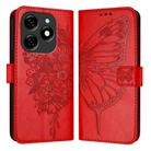 For Tecno Spark 20 Embossed Butterfly Leather Phone Case(Red) - 1