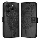 For Tecno Spark 20 Pro Embossed Butterfly Leather Phone Case(Black) - 1
