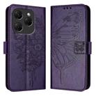 For Tecno Spark 20 Pro Embossed Butterfly Leather Phone Case(Dark Purple) - 1