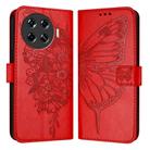 For Tecno Spark 20 Pro+ Embossed Butterfly Leather Phone Case(Red) - 1