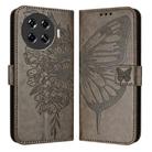 For Tecno Spark 20 Pro+ Embossed Butterfly Leather Phone Case(Grey) - 1