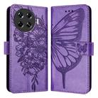 For Tecno Spark 20 Pro+ Embossed Butterfly Leather Phone Case(Light Purple) - 1