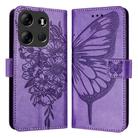 For Tecno Spark Go 2023/Pop 7/Pop 7 Pro Embossed Butterfly Leather Phone Case(Light Purple) - 1