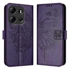 For Tecno Spark Go 2023/Pop 7/Pop 7 Pro Embossed Butterfly Leather Phone Case(Dark Purple) - 1
