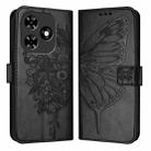 For Tecno Spark Go 2024 / Spark 20C Embossed Butterfly Leather Phone Case(Black) - 1