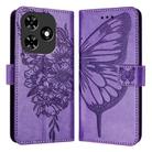 For Tecno Spark Go 2024 / Spark 20C Embossed Butterfly Leather Phone Case(Light Purple) - 1