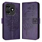 For Tecno Spark Go 2024 / Spark 20C Embossed Butterfly Leather Phone Case(Dark Purple) - 1