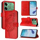 For Tecno Pova 6 Embossed Butterfly Leather Phone Case(Red) - 1