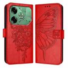 For Tecno Pova 6 Embossed Butterfly Leather Phone Case(Red) - 2