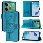 For Tecno Pova 6 Embossed Butterfly Leather Phone Case(Blue) - 1