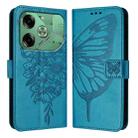 For Tecno Pova 6 Embossed Butterfly Leather Phone Case(Blue) - 2