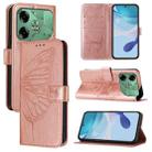 For Tecno Pova 6 Embossed Butterfly Leather Phone Case(Rose Gold) - 1