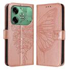 For Tecno Pova 6 Embossed Butterfly Leather Phone Case(Rose Gold) - 2