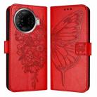 For Tecno Camon 30 Pro Embossed Butterfly Leather Phone Case(Red) - 2