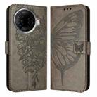 For Tecno Camon 30 Pro Embossed Butterfly Leather Phone Case(Grey) - 2