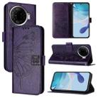 For Tecno Camon 30 Pro Embossed Butterfly Leather Phone Case(Dark Purple) - 1